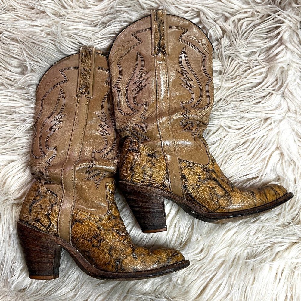 Vintage Miss Capezio Tall Leather Cowboy Boots Womens 7.5 M